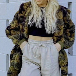 Cozy Camo Print Sherpa Teddy Coat